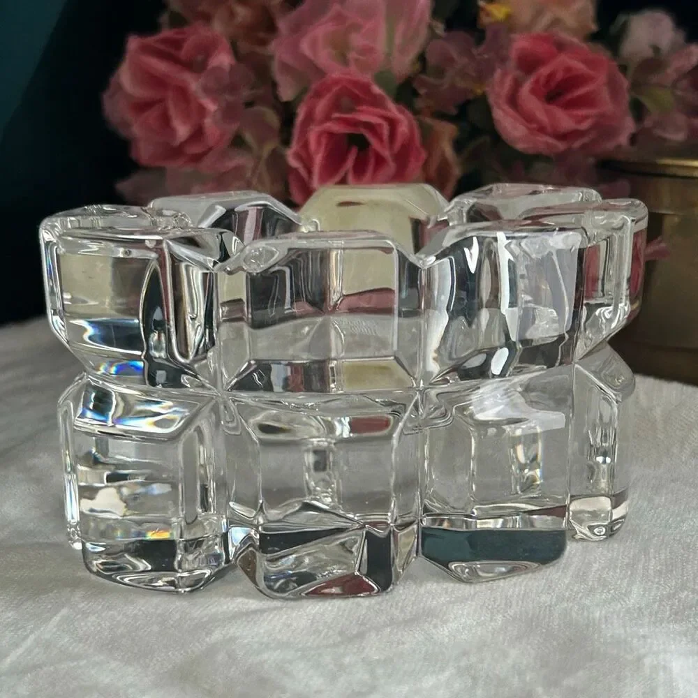 Vintage Mikasa Reflections Germany Crystal Oval Votive Candle Holder